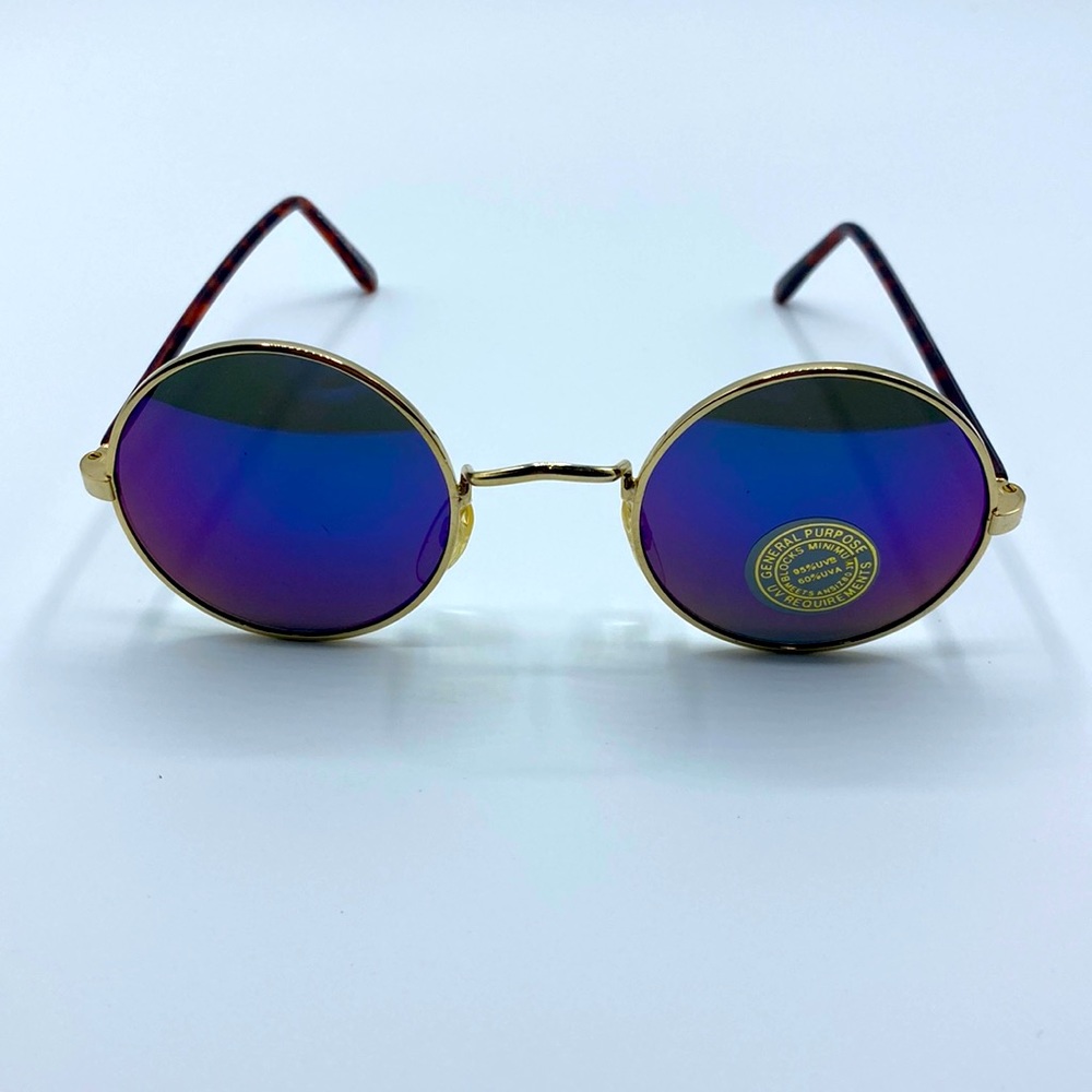 Lennon Round Lens Iridescent Wire Frame Sunglasses NWT